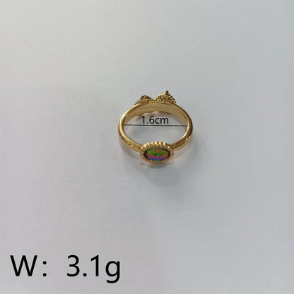 Wholesale Elegant Roman Style Heart Shape Copper Inlay 18K Gold Plated Zircon Rings