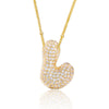 Wholesale Elegant Romantic Shiny Letter Copper Three-Dimensional Inlay Artificial Diamond Pendant Necklace