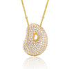 Wholesale Elegant Romantic Shiny Letter Copper Three-Dimensional Inlay Artificial Diamond Pendant Necklace