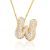 Wholesale Elegant Romantic Shiny Letter Copper Three-Dimensional Inlay Artificial Diamond Pendant Necklace