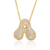 Wholesale Elegant Romantic Shiny Letter Copper Three-Dimensional Inlay Artificial Diamond Pendant Necklace