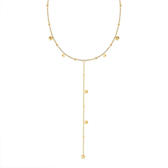 Wholesale Elegant Round Bead Long Tassel 316L Stainless Steel Necklace For Women