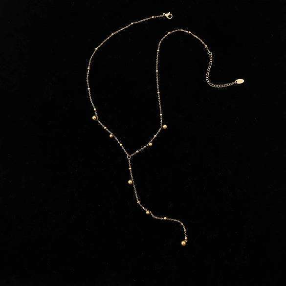 Wholesale Elegant Round Bead Long Tassel 316L Stainless Steel Necklace For Women