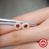 Wholesale Elegant S925 Silver Retro Palace Luxury Ruby Women's Ear Jewelry With Geometric Design And Electroplating