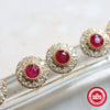 Wholesale Elegant S925 Silver Retro Palace Luxury Ruby Women's Ear Jewelry With Geometric Design And Electroplating