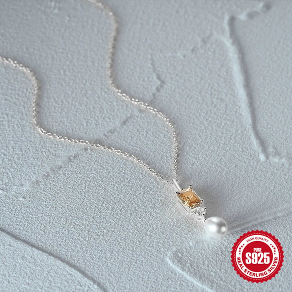 Wholesale Elegant S925 Sterling Silver Diamondencrusted Pearl Pendant Ochain Necklace With Geometric Design And Electroplating