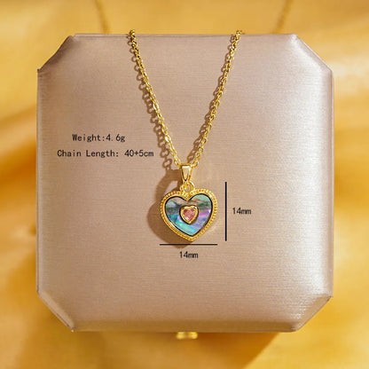 Wholesale Elegant Shiny Heart Shape Butterfly 304 Stainless Steel Copper Plating Inlay 18K Gold Plated Acrylic Zircon Pendant Necklace