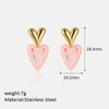 Wholesale Elegant Simple Color Drop Oil Paint Heart Shape Stainless Steel 18K Electroplated Earrings For Women