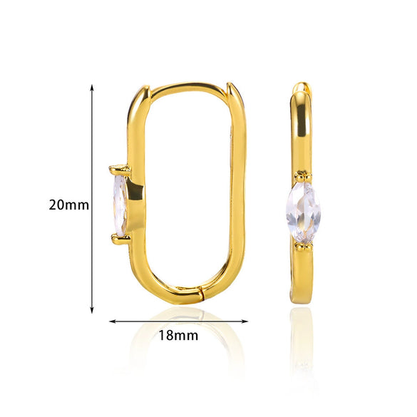 Wholesale Elegant Simple Geometric Zircon Earrings Highend Metal Style Copper Electroplating For Women