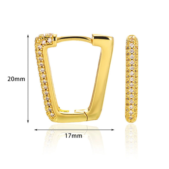Wholesale Elegant Simple Geometric Zircon Earrings Highend Metal Style Copper Electroplating For Women