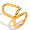 Wholesale Elegant Simple Niche Design Creative Women's Jewelry Stainless Steel 18K Gold Plated Geometric Double Ring Three Dimensional Ring With Electroplating