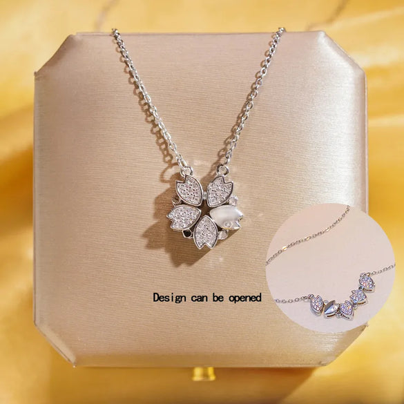 Wholesale Elegant Simple Style Classic Style Flower 304 Stainless Steel Copper Inlay 18K Gold Plated K Gold Plated Zircon Pendant Necklace