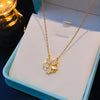 Wholesale Elegant Simple Style Classic Style Flower 304 Stainless Steel Copper Inlay 18K Gold Plated K Gold Plated Zircon Pendant Necklace