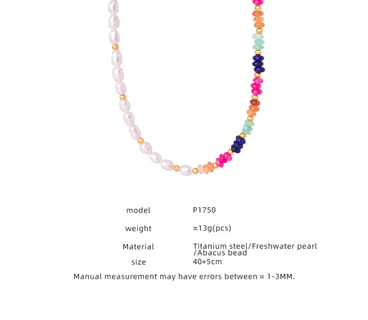 Wholesale Elegant Simple Style Colorful Freshwater Pearl Titanium Steel Beaded Plating 18k Gold Plated Necklace