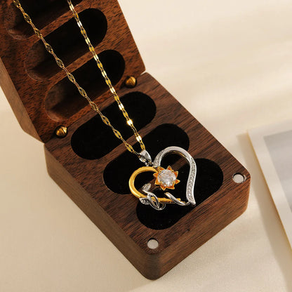 Wholesale Elegant Simple Style Heart Shape Flower Copper Plating Inlay 18K Gold Plated Zircon Pendant Necklace