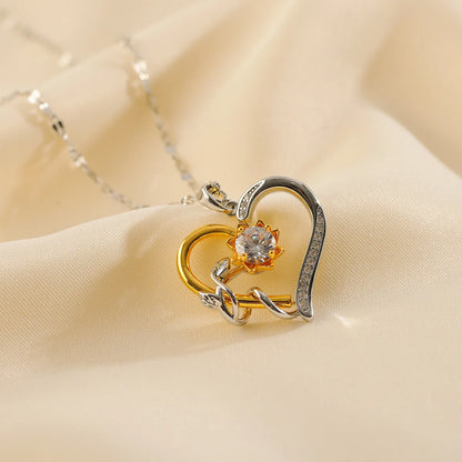 Wholesale Elegant Simple Style Heart Shape Flower Copper Plating Inlay 18K Gold Plated Zircon Pendant Necklace