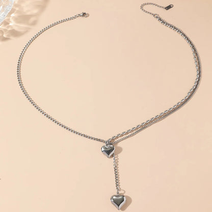 Elegant Simple Style Heart Shape Stainless Steel Polishing Pendant Necklace