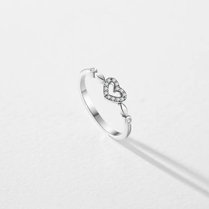 Wholesale Elegant Simple Style Heart Shape Sterling Silver Thai Silver Zircon Rings