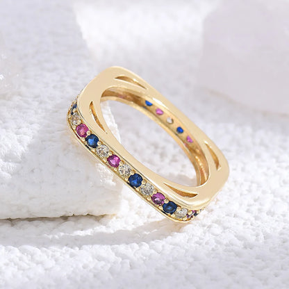 Wholesale Elegant Simple Style Round Square Copper Plating Inlay Zircon Rings