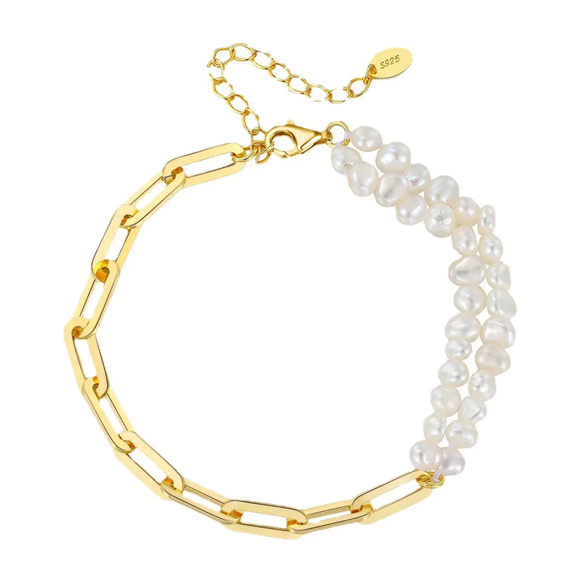 Wholesale Elegant Simple Style Round Sterling Silver Beaded Plating 14k Gold Plated White Gold Plated Bracelets