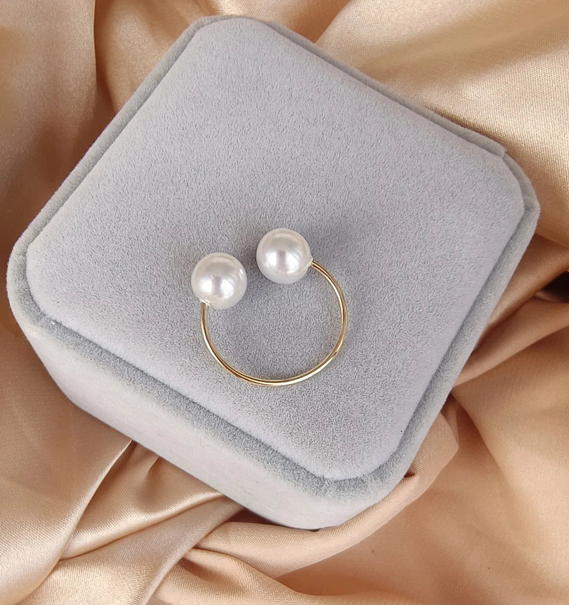 Wholesale Elegant Simple Style U Shape Imitation Pearl Copper Plating Rings