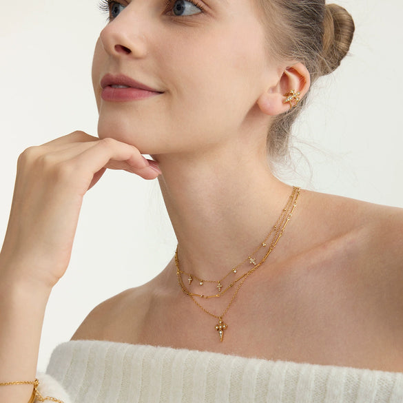 Wholesale Elegant Stainless Steel Jewelry With Cross Crown Roman Numerals Electroplated For Women Earrings Necklaces Bracelets