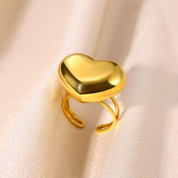 Wholesale Elegant Stainless Steel Open Ring With Star Heart Geometric Pattern And Electroplating Treatment