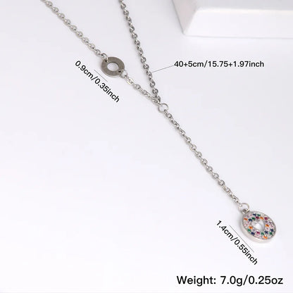 304 Stainless Steel Copper White Gold Plated Elegant Streetwear Plating Inlay Round Letter Heart Shape Zircon Pendant Necklace