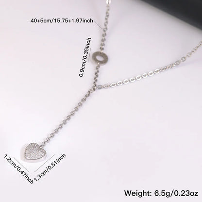 304 Stainless Steel Copper White Gold Plated Elegant Streetwear Plating Inlay Round Letter Heart Shape Zircon Pendant Necklace