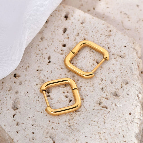 Wholesale Elegant Titanium Steel Geometric Earrings Stainless Steel Plated 18K Gold Electroplated For Unisex