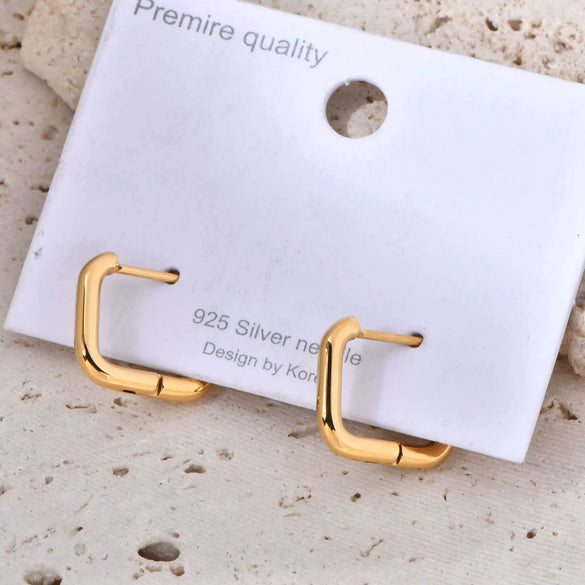 Wholesale Elegant Titanium Steel Geometric Earrings Stainless Steel Plated 18K Gold Electroplated For Unisex