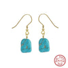 Wholesale Elegant Turquoise S925 Sterling Silver Geometric Retro Earrings With Electroplating