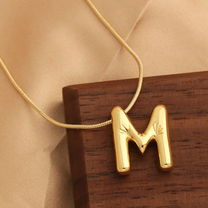 Wholesale Elegant Vacation Simple Style Letter Copper Plating 18K Gold Plated Gold Plated Pendant Necklace