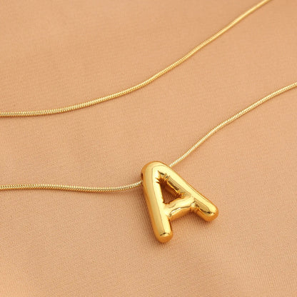 Wholesale Elegant Vacation Simple Style Letter Copper Plating 18K Gold Plated Gold Plated Pendant Necklace