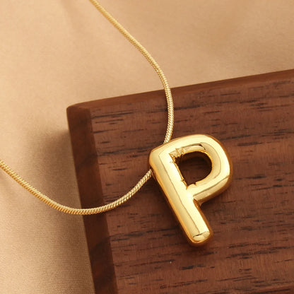 Wholesale Elegant Vacation Simple Style Letter Copper Plating 18K Gold Plated Gold Plated Pendant Necklace