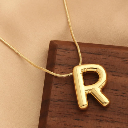 Wholesale Elegant Vacation Simple Style Letter Copper Plating 18K Gold Plated Gold Plated Pendant Necklace