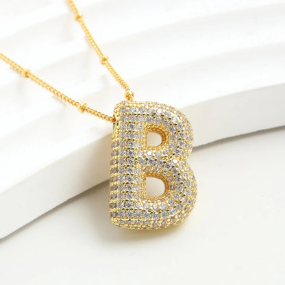 Wholesale Elegant Vacation Simple Style Letter Copper Plating 18K Gold Plated Gold Plated Zircon