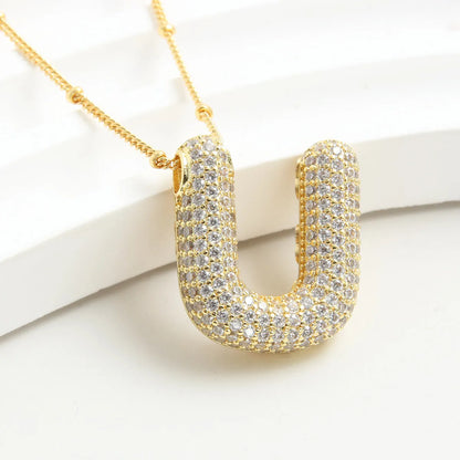 Wholesale Elegant Vacation Simple Style Letter Copper Plating 18K Gold Plated Gold Plated Zircon