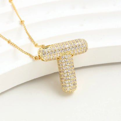 Wholesale Elegant Vacation Simple Style Letter Copper Plating 18K Gold Plated Gold Plated Zircon