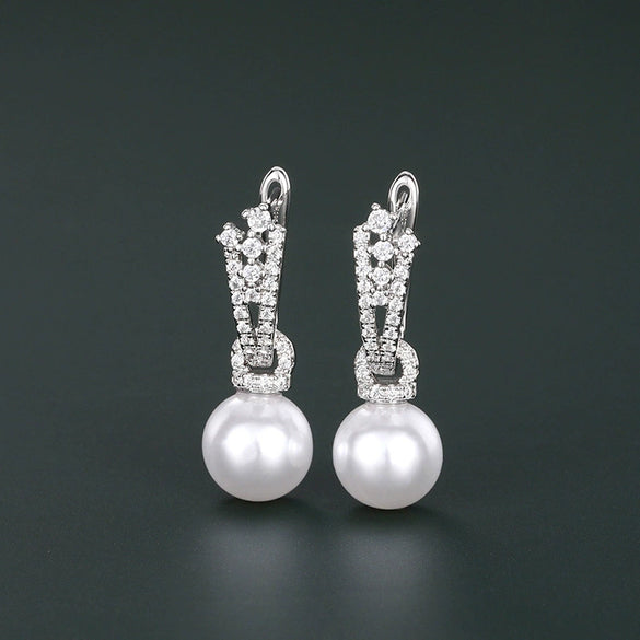 Wholesale Elegant Vintage Women's Imitation Pearl Earrings Copper With Flower And Geometric Patterns