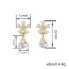 Wholesale Elegant Women's Copper Earrings With Flower And Geometric Drop Shape Design
