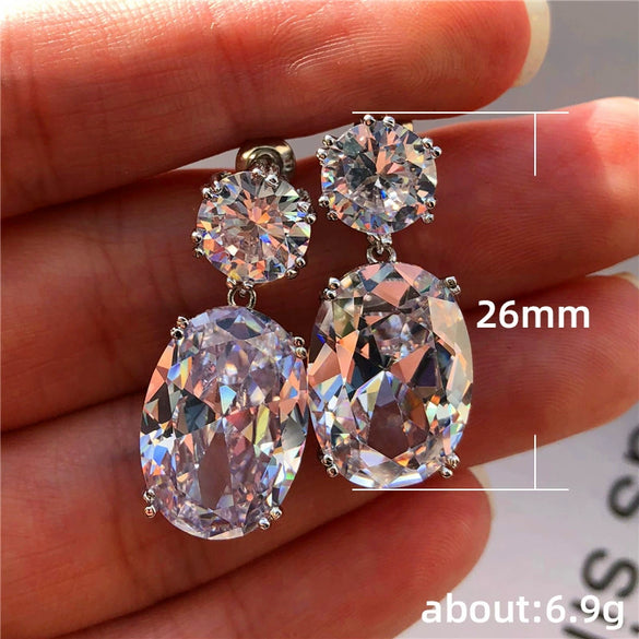 Wholesale Elegant Women's Copper Zircon Earrings With Geometric Design And Electroplating