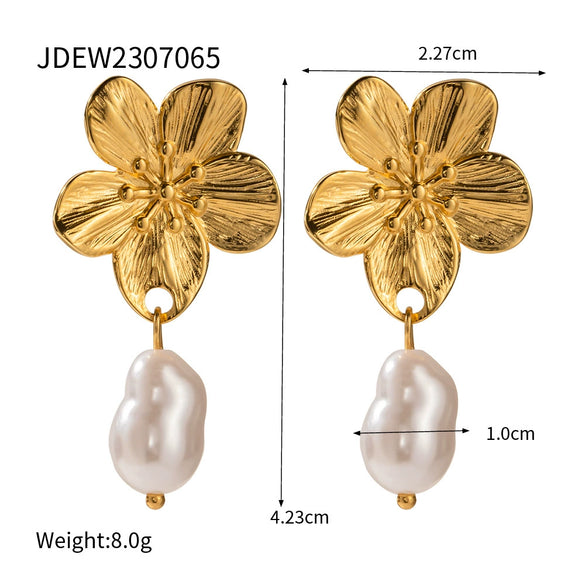 Wholesale Elegant Women's Earrings Stainless Steel 8K Gold Plated Zircon Inlaid With Geometric Devil's Eye Flower Love Combination Electroplated