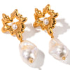 Wholesale Elegant Women's Earrings Stainless Steel 8K Gold Plated Zircon Inlaid With Geometric Devil's Eye Flower Love Combination Electroplated
