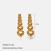 Wholesale Elegant Women's Stainless Steel Electroplated Irregular Geometric Square Hollow Peach Heart Poker Earrings