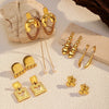 Wholesale Elegant Women's Stainless Steel Electroplated Irregular Geometric Square Hollow Peach Heart Poker Earrings