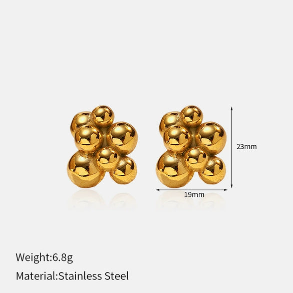 Wholesale Elegant Women's Stainless Steel Electroplated Irregular Geometric Square Hollow Peach Heart Poker Earrings