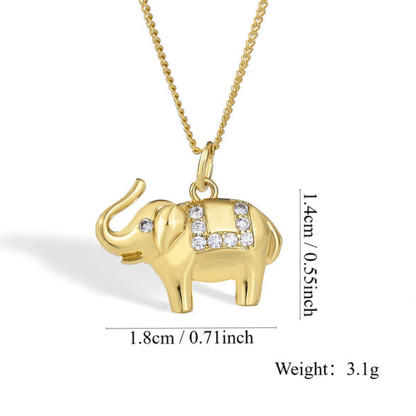 Wholesale Elephant Pendant Collarbone Necklace Female Copper Animals Style