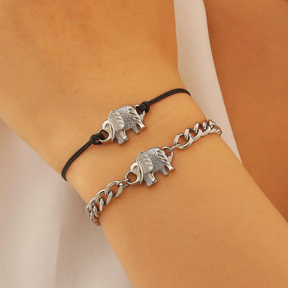 Wholesale Elephant Zinc Alloy Electroplated Necklace And Bracelet Set Women's Jewelry Accessories