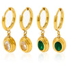 Wholesale Emerald Zircon Earrings Stainless Steel Classic Temperament Simple Oval Pendant With Geometric Pattern Electroplated For Women